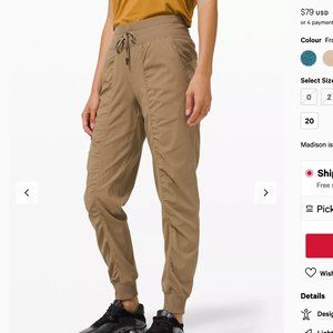 Lululemon Frontier (Tan) Dance Studio Jogger - size 4